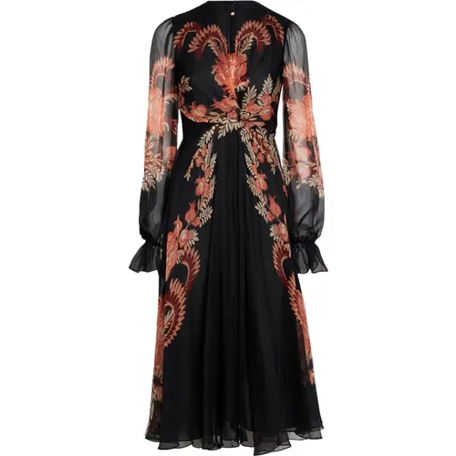 Floral Foliage Print Silk Chiffon Dress , female, Sizes: 2XS, XS, M - ETRO - Modalova