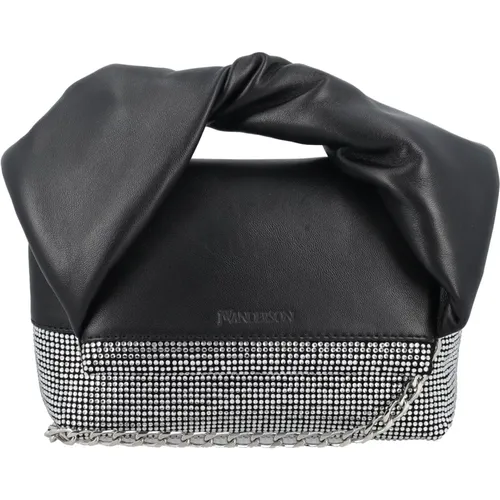 Schwarze Leder Twister Tasche mit Kristallen - JW Anderson - Modalova