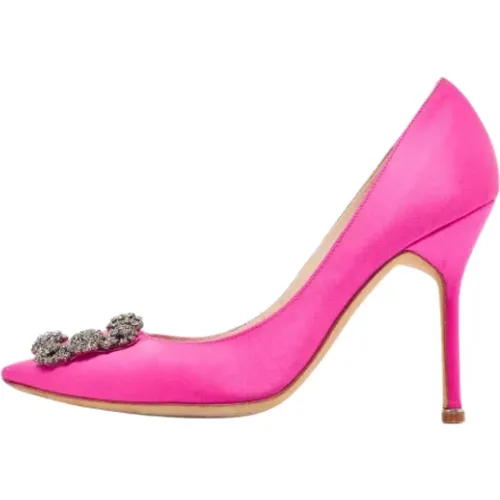 Pre-owned Satin heels , female, Sizes: 5 1/2 UK - Manolo Blahnik Pre-owned - Modalova