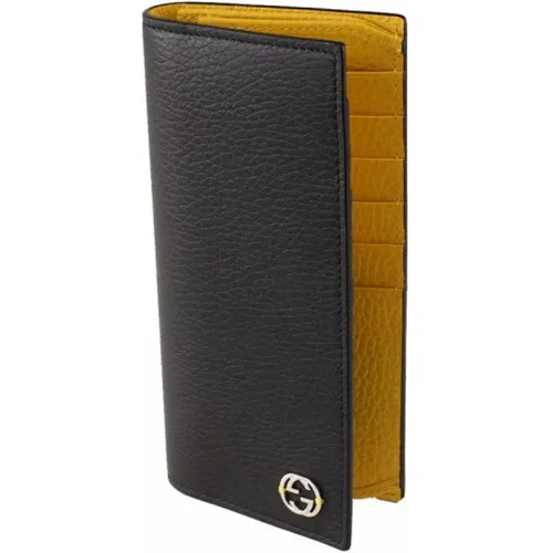 Wallets & Cardholders, unisex, , Size: ONE SIZE and Yellow Men`s Leather Wallet Dollar Calf Mod. 610467 Cao2N 1041 - Gucci - Modalova