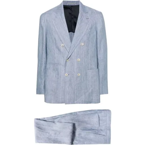 Lightblue Suits for Men , male, Sizes: L, M - BRUNELLO CUCINELLI - Modalova