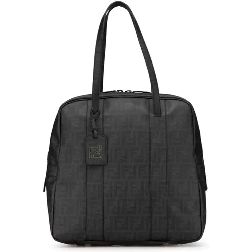 Pre-owned Tote Bags, female, , Size: ONE SIZE Pre-owned Structured Tote Bag with Zip Closure - Fendi Vintage - Modalova