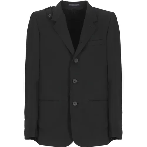 Blazers, male, , Size: L Wool Jacket Peak Lapel - Yohji Yamamoto - Modalova