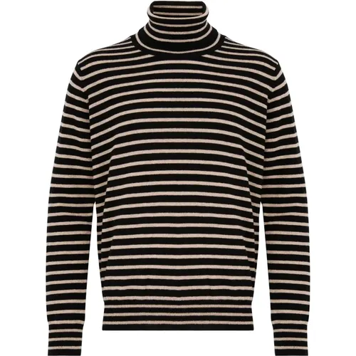 AMARÁNTO, Turtlenecks, male, , Size: L Striped Knit Wool Sweater - Amaránto - Modalova