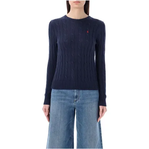 Navy Cable-Knit Crewneck Sweater , female, Sizes: M, L - Ralph Lauren - Modalova