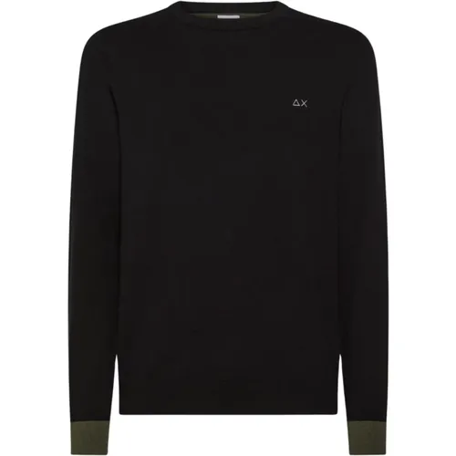 Round-neck Knitwear, male, , Size: 2XL Modern Sweater with Contrast Details - Sun68 - Modalova