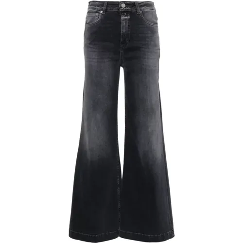 Grey Wide Leg Organic Cotton Jeans , female, Sizes: W25, W26, W28, W27 - closed - Modalova
