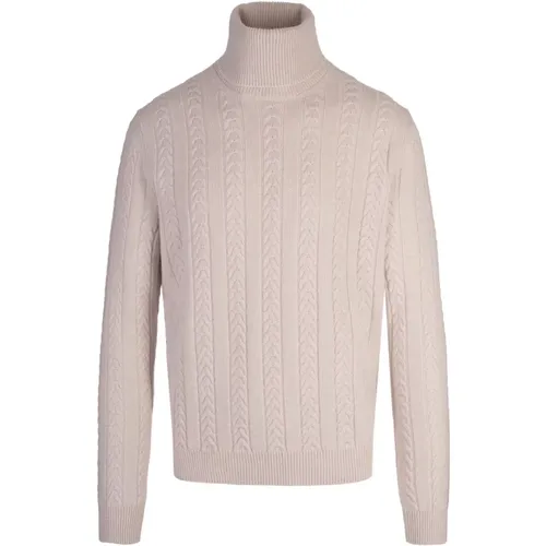 Turtlenecks, male, , Size: 2XL Cable Knit Turtleneck Sweater - Hugo Boss - Modalova