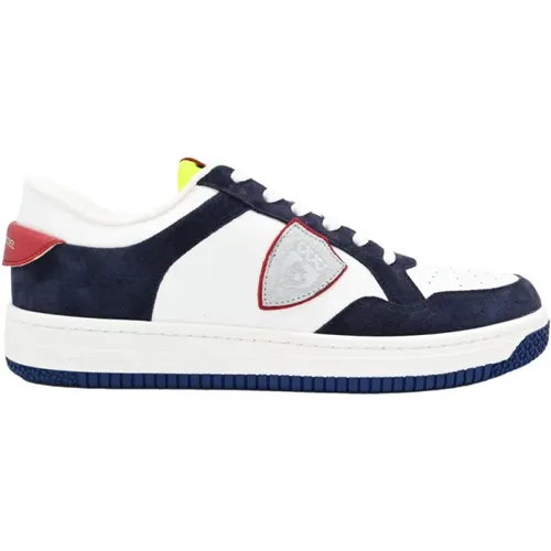 Lyon Low Sneakers in White Blue , male, Sizes: 9 UK, 11 UK, 12 UK, 8 UK, 10 UK - Philippe Model - Modalova