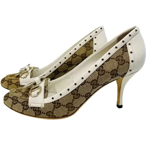 Pre-owned Pumps, /White Monogram, Size 38 , female, Sizes: 5 UK - Gucci Vintage - Modalova