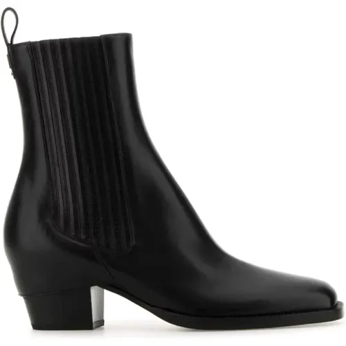Cowboy Boots, female, , Size: 7 US Leather Ankle Boots with FF Logo - Fendi - Modalova