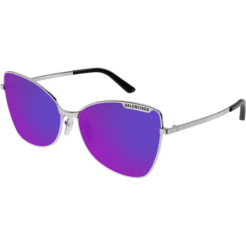 Stilvolle Gunmetal/Violet Sonnenbrille , Damen, Größe: 60 MM - Balenciaga - Modalova