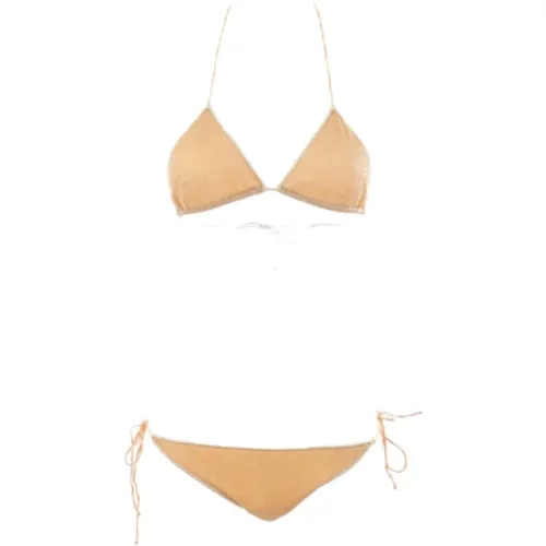 Golden Lurex Triangle Bikini , female, Sizes: L, M, S - Oseree - Modalova