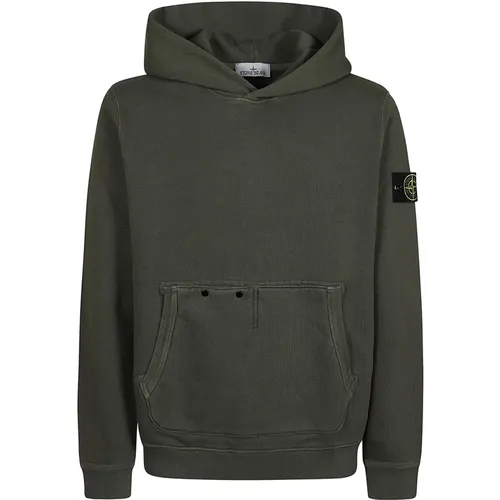 Lässiger Kapuzenpullover,Baumwoll-Jersey Hoodie mit Kängurutasche - Stone Island - Modalova