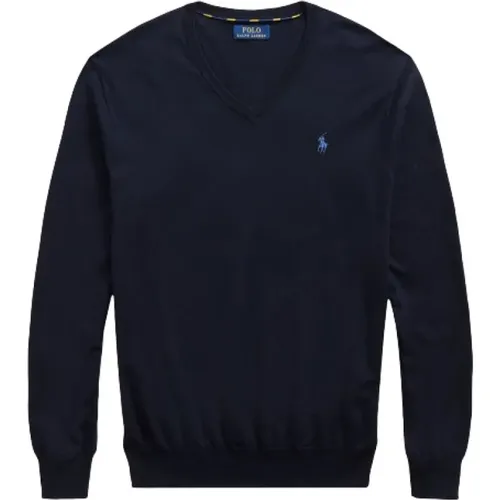 Slim Fit V-Neck Polo Sweater , male, Sizes: XL, 2XL, M, L, S - Polo Ralph Lauren - Modalova