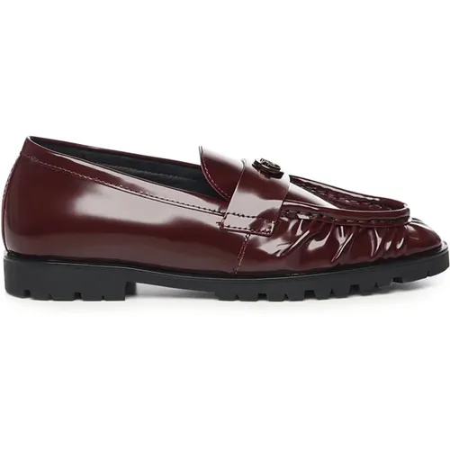 Loafers, female, , Size: 6 US Red Leather Flat Shoes - pinko - Modalova