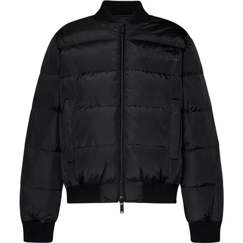 Bomber Jackets, male, , Size: L Quilted Puffer Bomber Jacket - Dsquared2 - Modalova