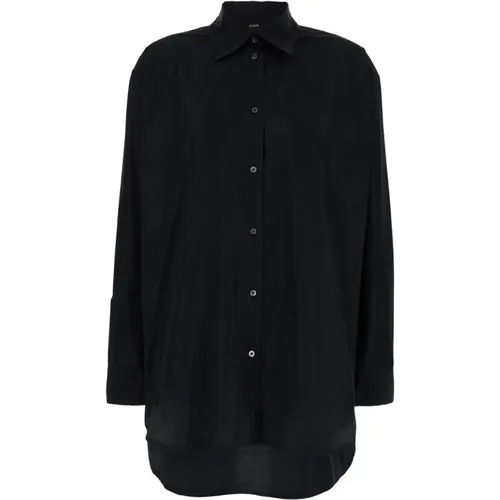 Schwarze Oversize Taffeta Bluse , Damen, Größe: L - Plain Units - Modalova