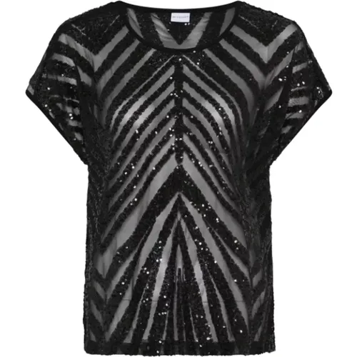 Sequin Blouse Short Sleeve Round Neck , female, Sizes: S, XL, M, 2XL, L - IN Front - Modalova