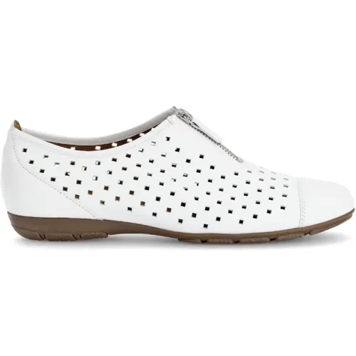 Weiße Leder Ballerina Schuhe , Damen, Größe: 43 EU - Gabor - Modalova
