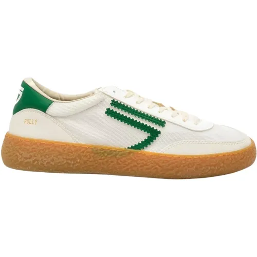 Weiße Stoff-Sneakers mit Grünen Details , Herren, Größe: 43 EU - Puraai - Modalova