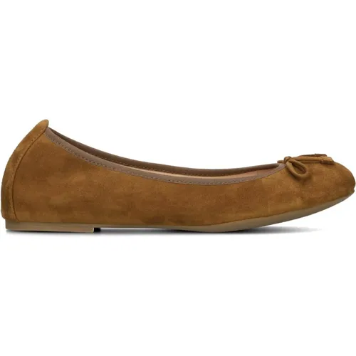 Cognac Wildleder Ballerina mit Schleife , Damen, Größe: 40 EU - Unisa - Modalova