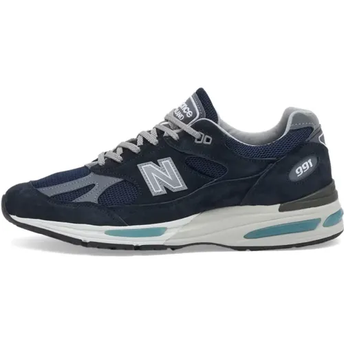 Marineblaue 991v2 Sneakers Hergestellt in England , Herren, Größe: 45 EU - New Balance - Modalova