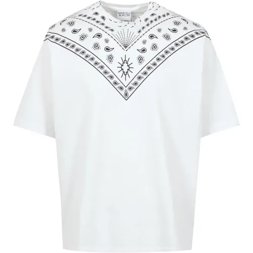 Weiße Bandana Print T-Shirts und Polos , Herren, Größe: S - Marcelo Burlon - Modalova