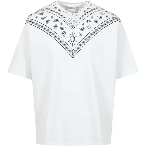 Weiße Bandana Print T-Shirts und Polos , Herren, Größe: XL - Marcelo Burlon - Modalova