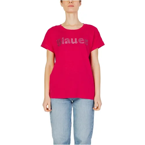 Damen T-Shirt Frühling/Sommer Kollektion , Damen, Größe: L - Blauer - Modalova