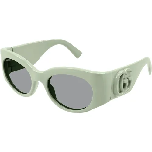 Grün/Graue Sonnenbrille , Damen, Größe: 53 MM - Gucci - Modalova