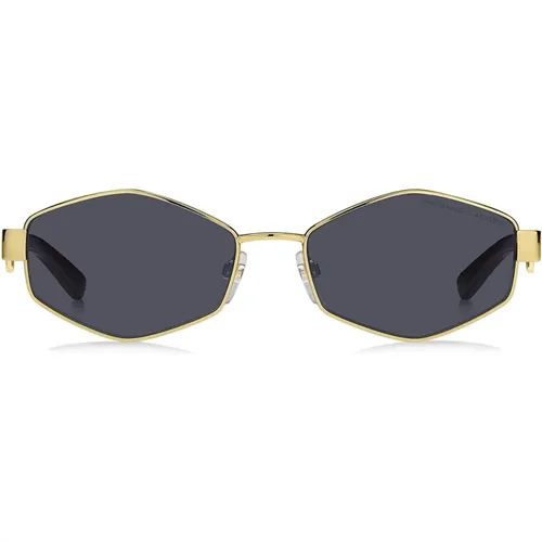 Sunglasses, female, , Size: 55 MM Retro-Futuristic Hexagonal Sunglasses with Chain - Marc Jacobs - Modalova