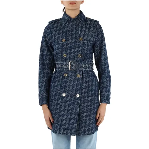 Denim Logo Jacquard Trenchcoat , Damen, Größe: L - Michael Kors - Modalova