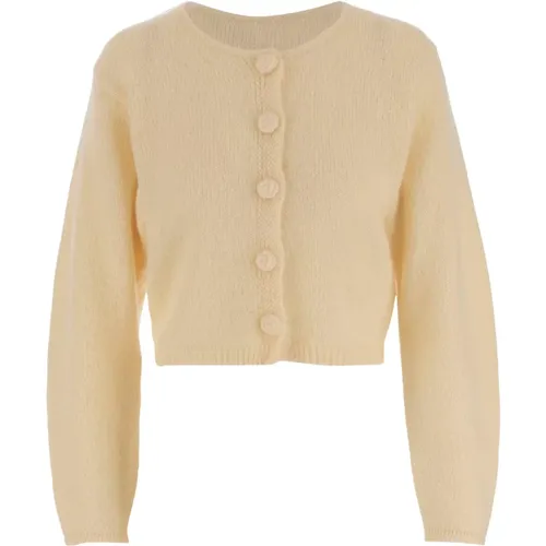 Wollmischung Crew Neck Cardigan , Damen, Größe: M - By Malene Birger - Modalova