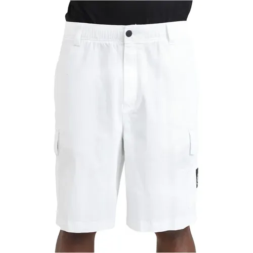 Weiße Cargo Shorts mit Magnetischen Knöpfen - Calvin Klein Jeans - Modalova