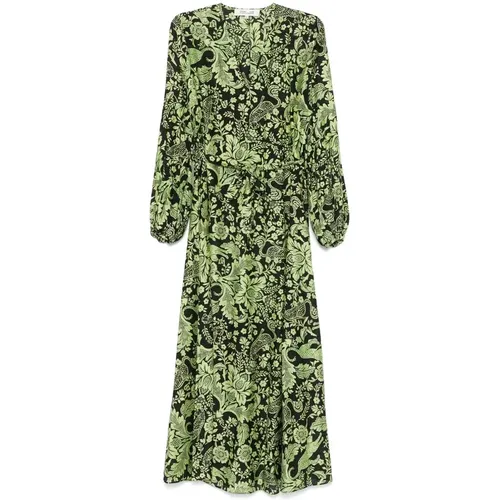 Maxi Dresses, female, , Size: M Floral Leopard Print Green Dress - Diane Von Furstenberg - Modalova