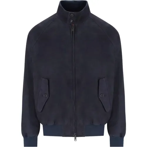 Navy Blaue Wildleder Bomberjacke , Herren, Größe: L - Baracuta - Modalova