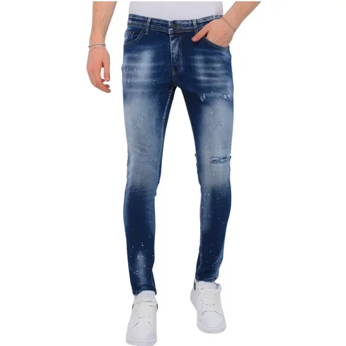 Blaue Stone Washed Herren Slim Fit Jeans -1076 , Herren, Größe: W33 - Local Fanatic - Modalova