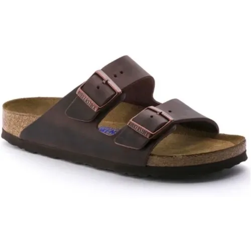 Sliders, male, , Size: 9 US Sandals Arizona Soft Footbed Oiled Nubuck Leather - Birkenstock - Modalova