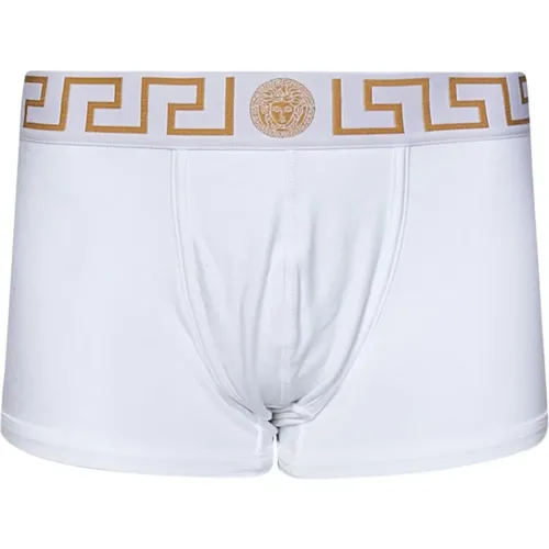 Bottoms, male, , Size: 3XL Gold Greca /Gold Low-Rise Briefs - Versace - Modalova