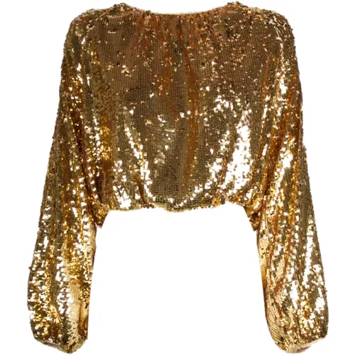 Blouses, female, , Size: XS Sequin Sweatshirt - Gold - Jucca - Modalova