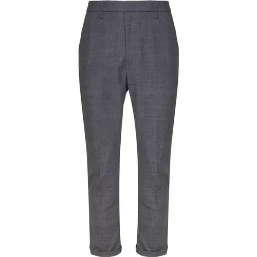 Wool Slim Trousers Black Zip Closure , male, Sizes: W35, W34, W40, W38, W36, W31, W32 - Dondup - Modalova