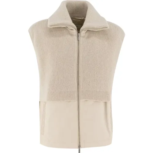 Lurex Detail Waistcoat with Zip Pockets , female, Sizes: M, S - PESERICO - Modalova