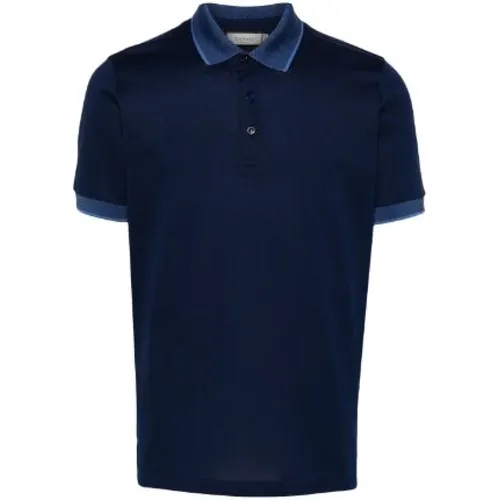 Polo mit Kontrastkragen,Schwarzes Polo Shirt,Polo Shirts - Canali - Modalova