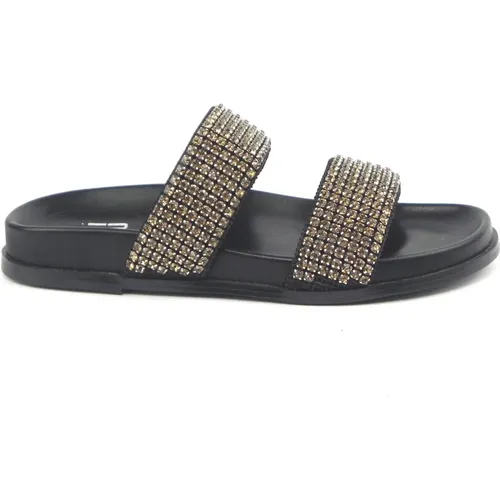 Sliders, female, , Size: 6 US Strassero/Oro Slip-On Sandals - Bibi Lou - Modalova