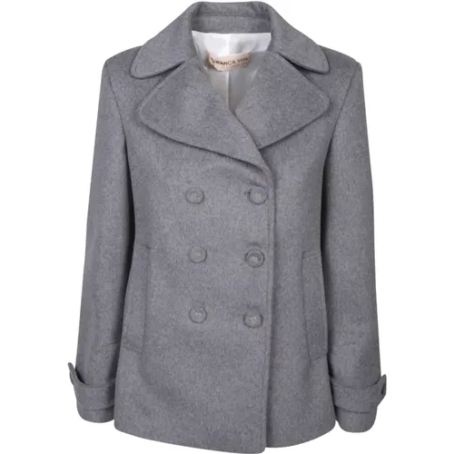 Womens Clothing Jackets Coats Grey Aw23 , female, Sizes: S - Blanca Vita - Modalova