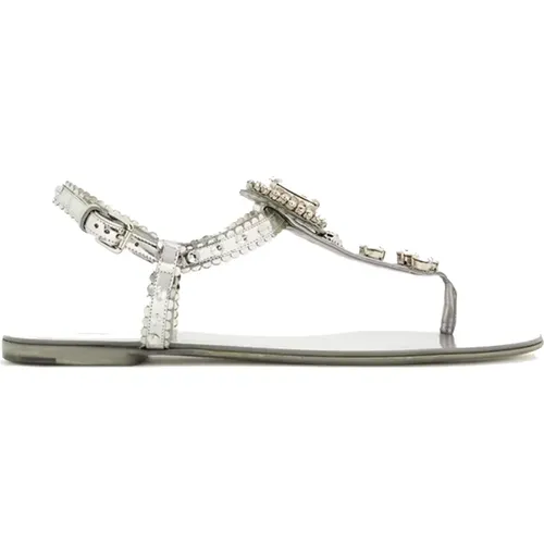 Crystal Leather Sandals , female, Sizes: 5 1/2 UK, 3 1/2 UK - Dolce & Gabbana - Modalova