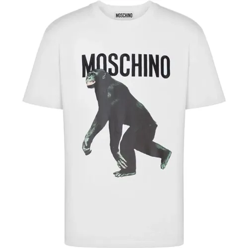 T-Shirts, male, , Size: XL Cotton Jersey Crew Neck T-shirt - Moschino - Modalova