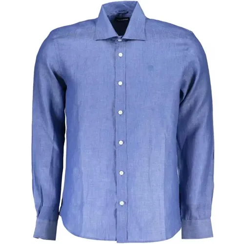 Regular Fit Linen Shirt with Italian Collar and Embroidered Logo , male, Sizes: L, S, M - North Sails - Modalova