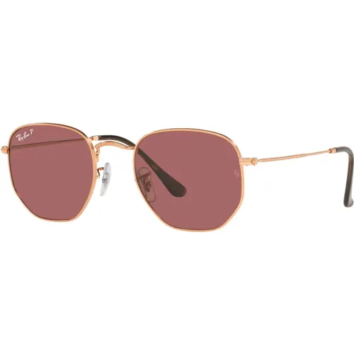 Hexagonal Metal Polarized Sunglasses Rose Gold , unisex, Sizes: 51 MM - Ray-Ban - Modalova